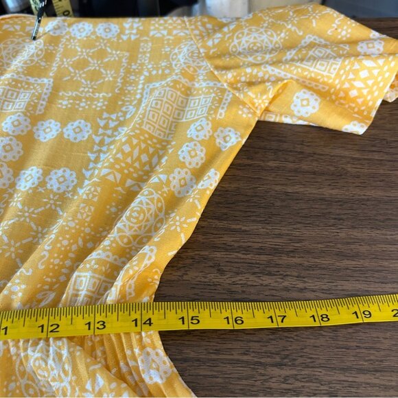❤️ Vintage Made in Canada Chic Yellow Patterned Midi Dress 10 - Picture 9 of 11